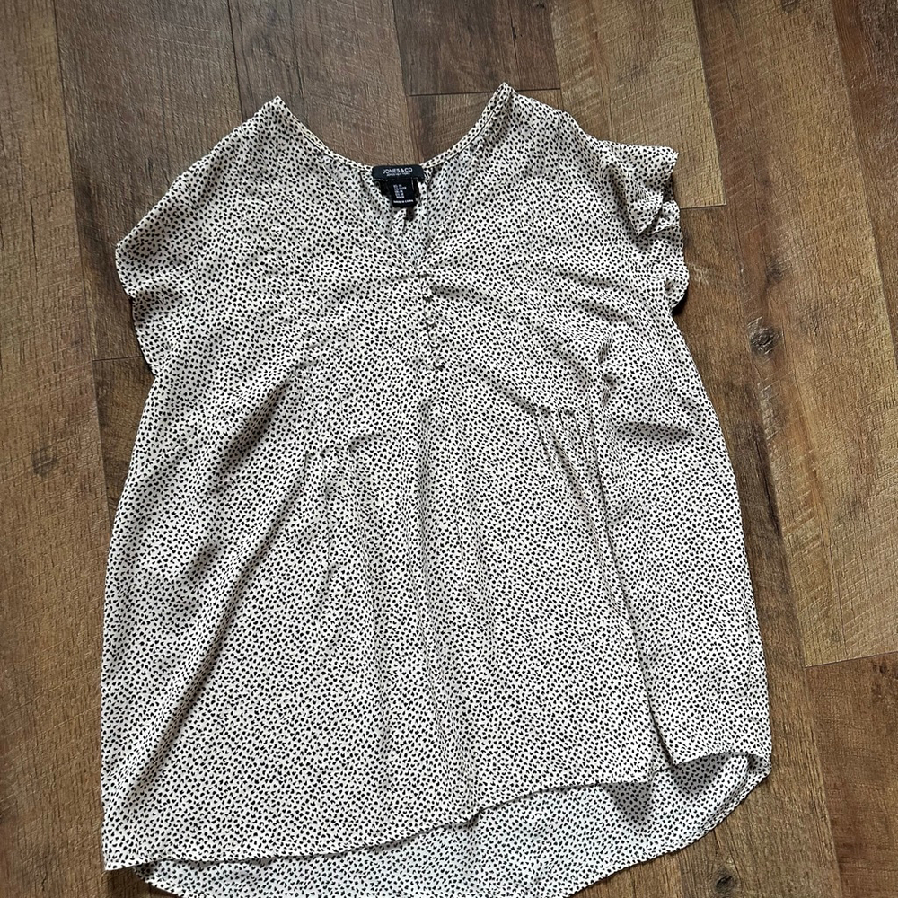 Women's JONES & CO JONES NEW YORK Plus 1X Beige Black Blouse